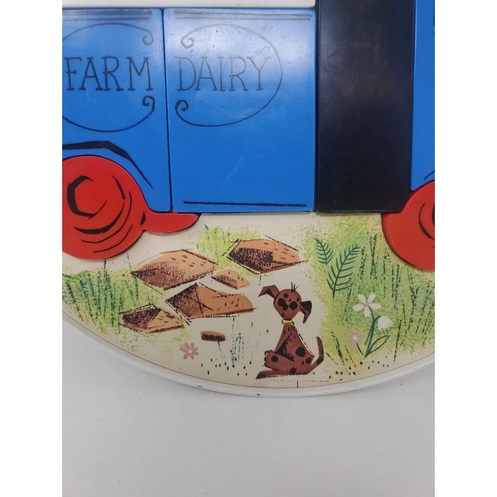 Vtg Milk/Dairy Farm Truck Magnetic Plastic Puzzle, Teach A Tot, Playskool